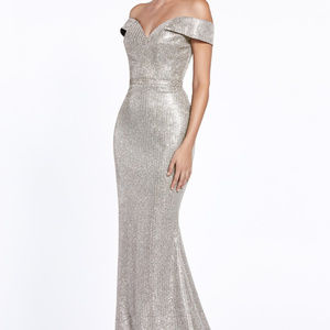 Silver Bridesmaid Trumpet Long Dress